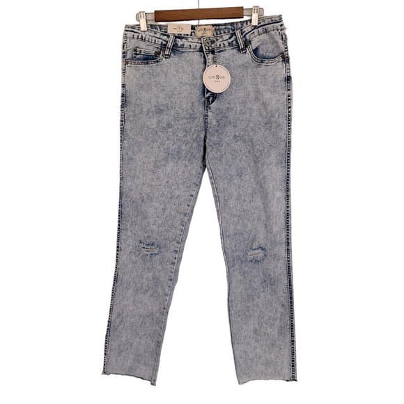 Umgee Acid Washed Distressed Knee Frayed Hem Jeans Sz 6 - Picture 1 of 9
